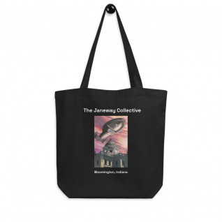 Tote Bag: J.K. Woodward print of the Starship Voyager over the Monroe County courthouse in Bloomington, IN. 