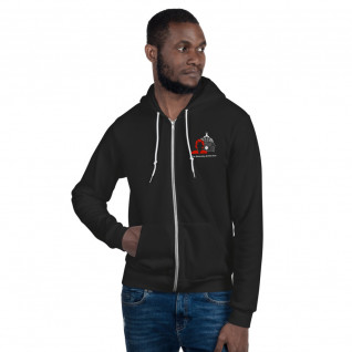 Unisex Zip-Up Hoodie: Janeway Collective Logo on the front and J.K. Woodward print on the back